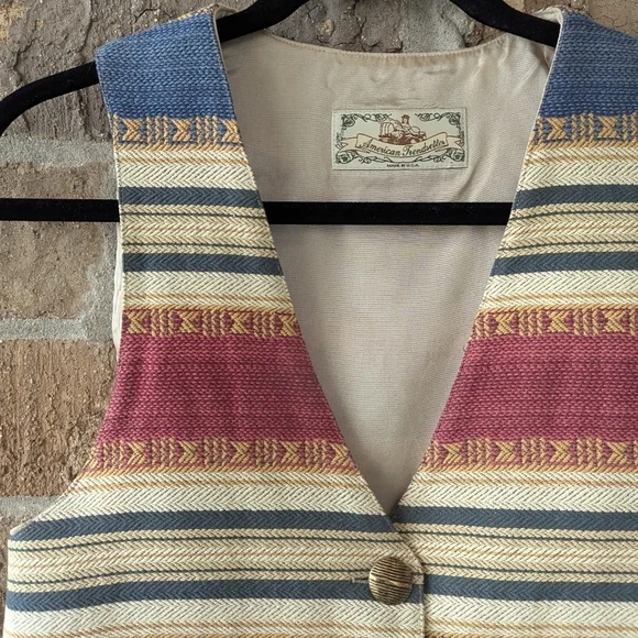 VTG 80s American Trendsetter Southwestern Stripe Vest Size Medium - Picture 2 of 10